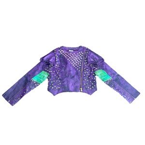 Disney Descendants 2 Mal Moto Jacket Faux Leather Purple Studded Size 7/8